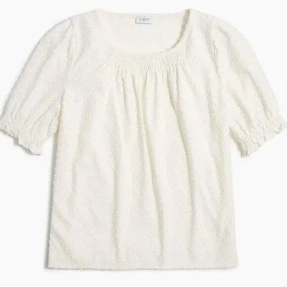 J. Crew Women's White Blouse with Swiss Dot Pattern - Picture 1 of 4